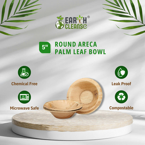 areca palm bowls Areca Palm Leaf Round Bowls 5-Inch Pack of 25