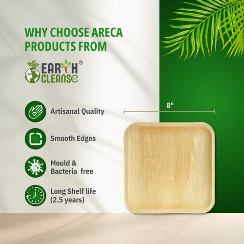 areca palm leaf plates Areca Palm Leaf Square Plates 8-Inch Pack of 25
