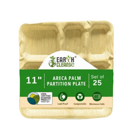 11"square 4 Compartment Compostable Palm Leaf Trays