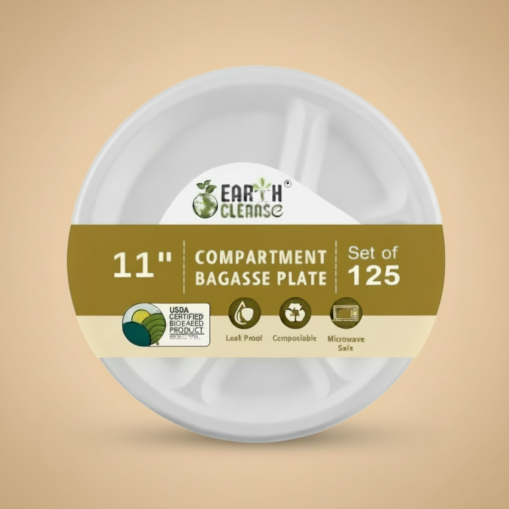 11 inch 4cp Compostable Sugar Cane Bagasse Round Plates