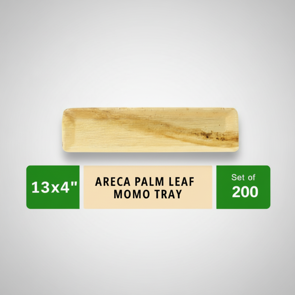 13*4 inch Momos Compostable Palm Leaf Trays