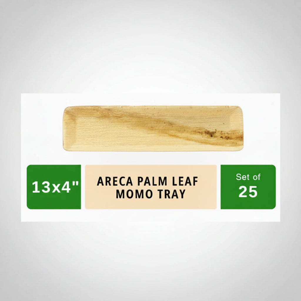 13*4 inch Momos Compostable Palm Leaf Trays