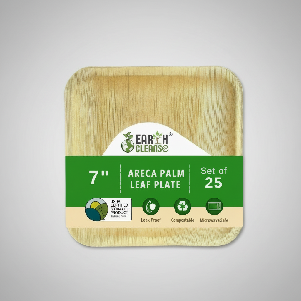 7 inchsquare Compostable Palm Leaf Plates