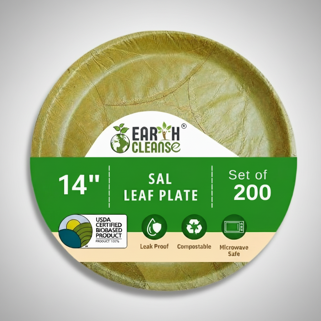 14 inch Compostable Round Sal Leaf Plates