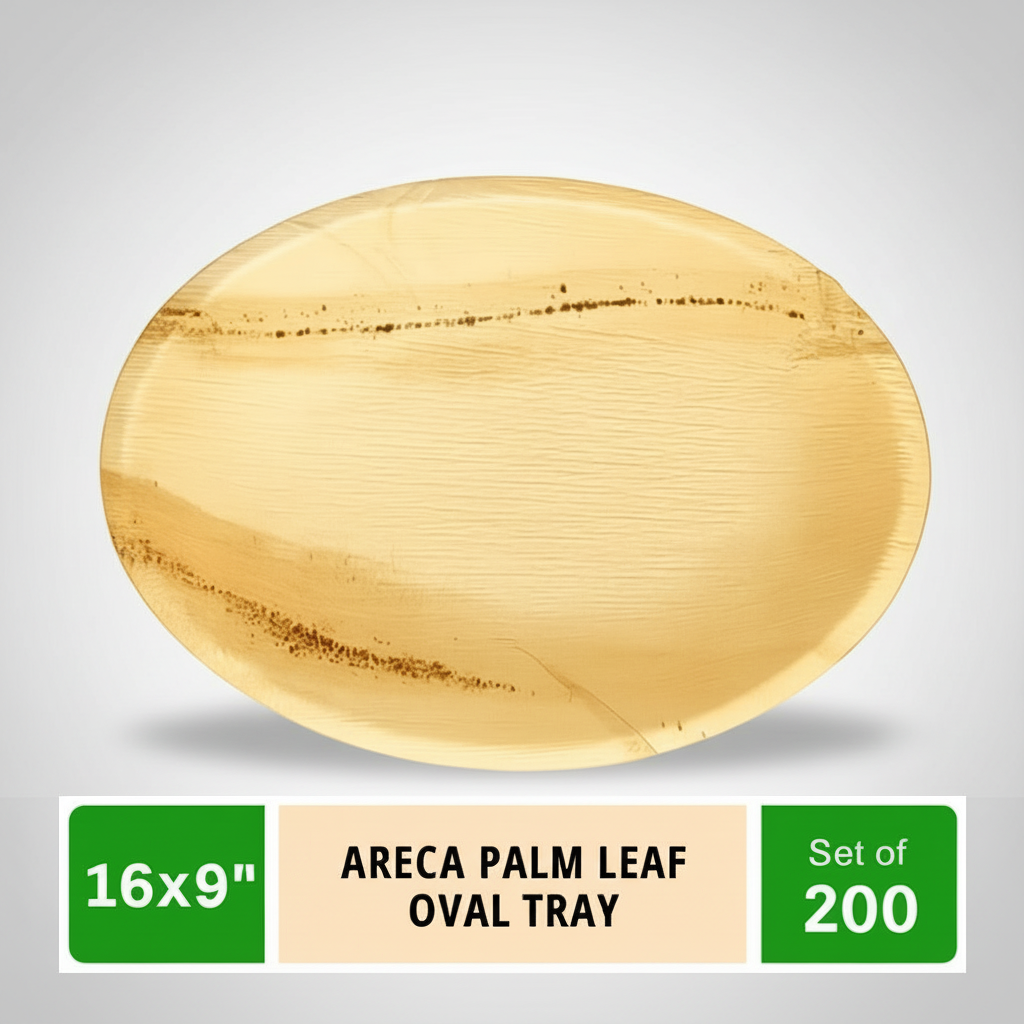 16*9 inch Oval Compostable Palm Leaf Trays