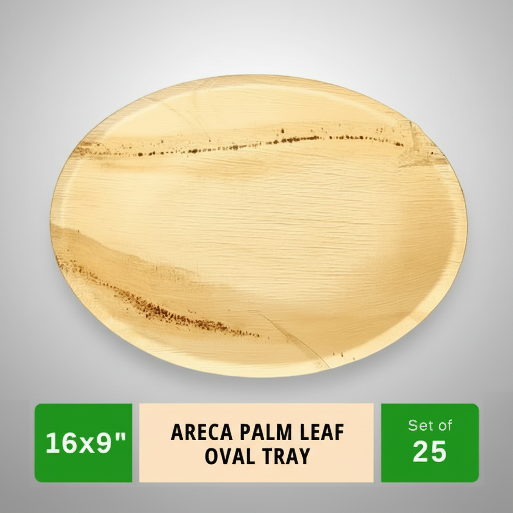 16*9 inch Oval Compostable Palm Leaf Trays