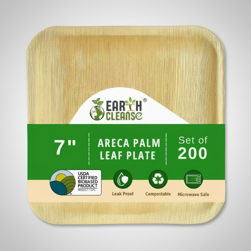 7 inchsquare Compostable Palm Leaf Plates