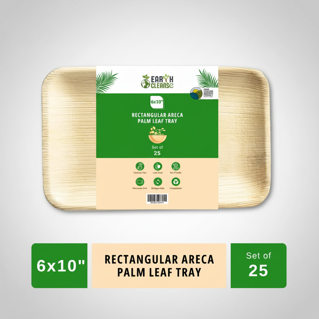 10*6 inchrectangular Compostable Palm Leaf Trays