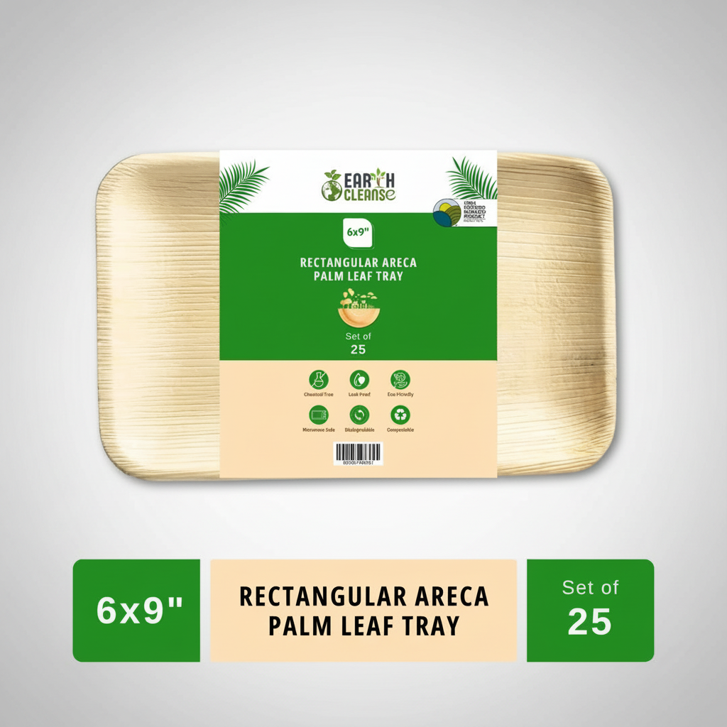 9*6 inchrectangular Compostable Palm Leaf Trays