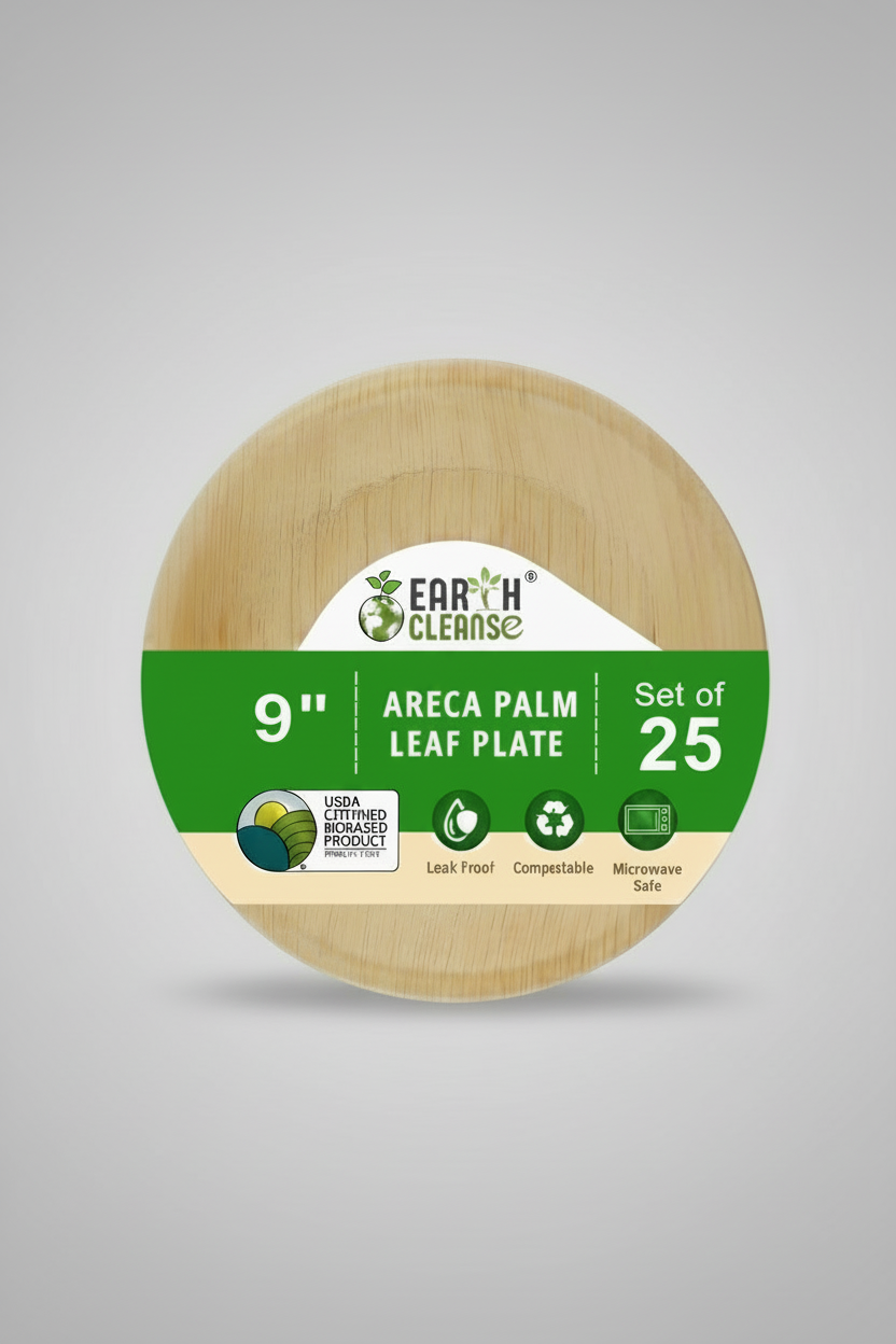 9 inchround Shallow Compostable Palm Leaf Plates