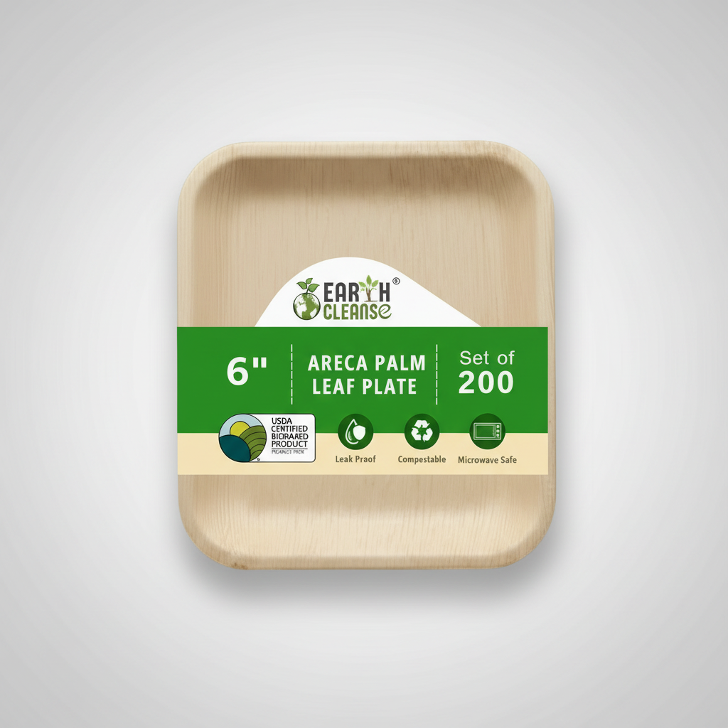 6 inchsquare Compostable Palm Leaf Plates