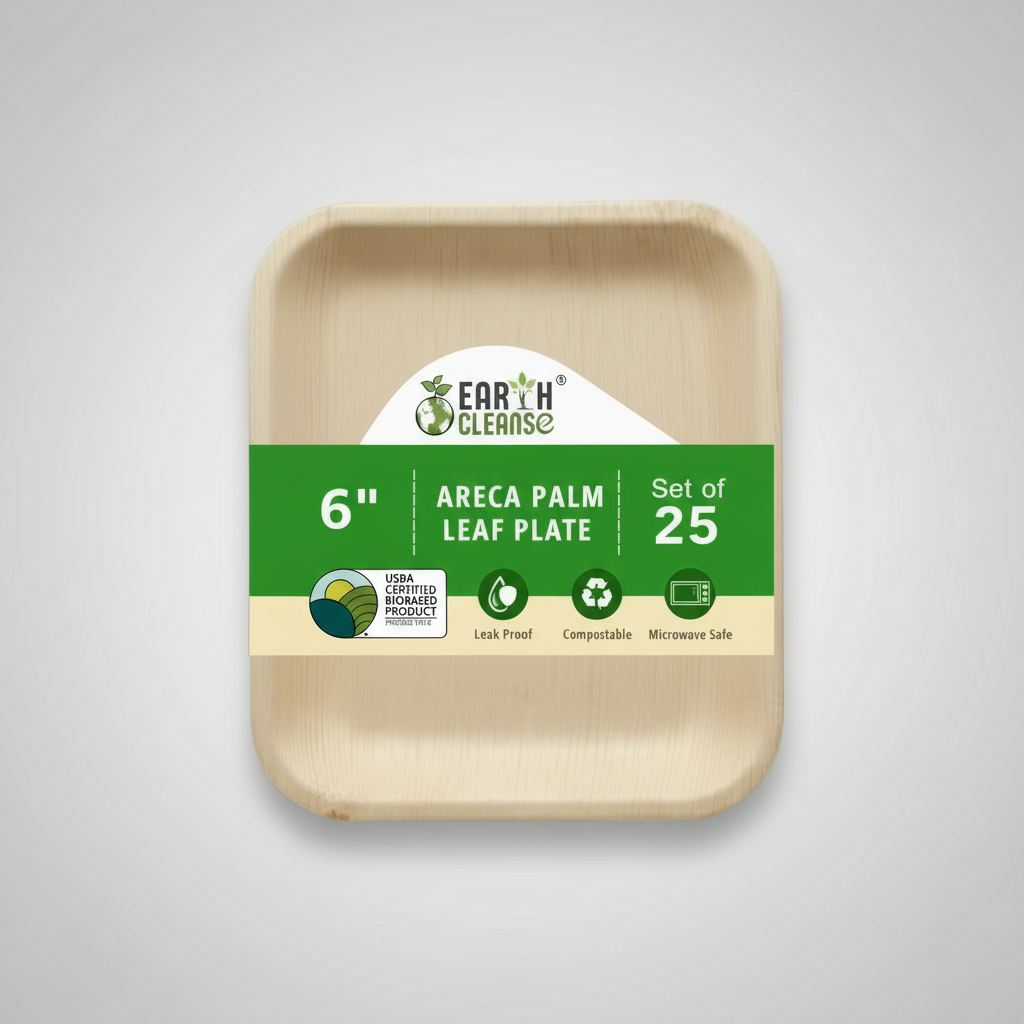 6 inchsquare Compostable Palm Leaf Plates