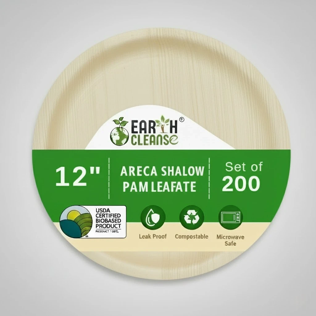12 inchround Shallow Compostable Palm Leaf Plates