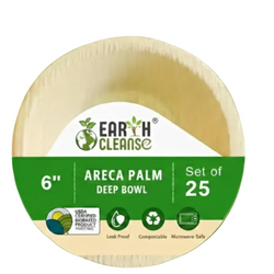 6" Round Compostable Palm Leaf Deep Bowls