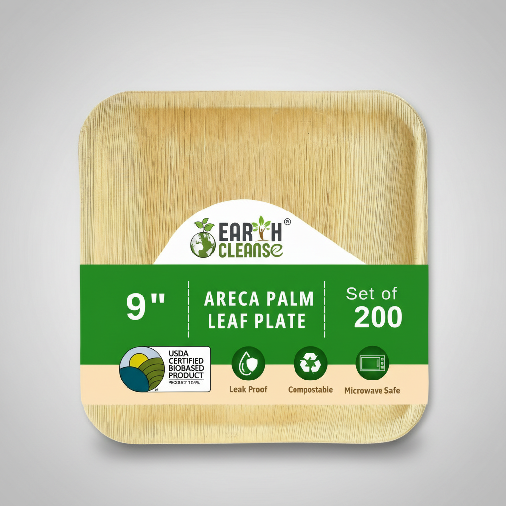 9 inchsquare Compostable Palm Leaf Plates