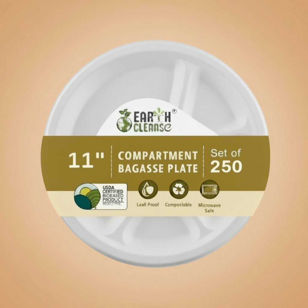 11 inch 4cp Compostable Sugar Cane Bagasse Round Plates