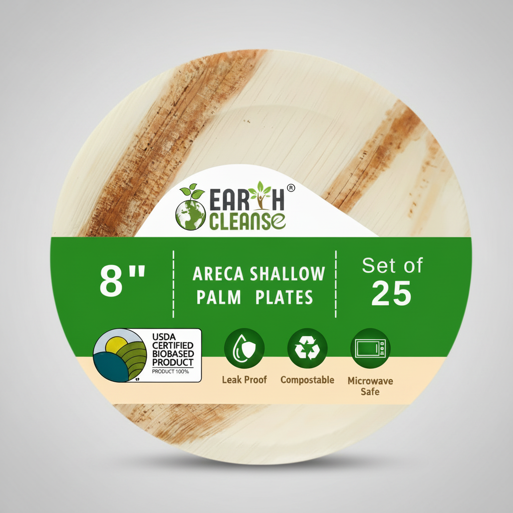 8 inchround Compostable Shallow Palm Leaf Plates
