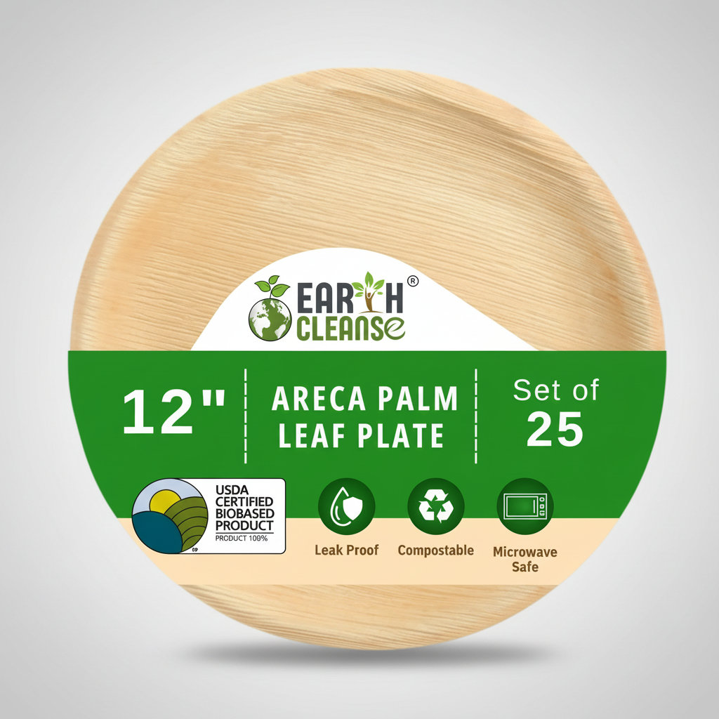 12 inchround Compostable Palm Leaf Plates