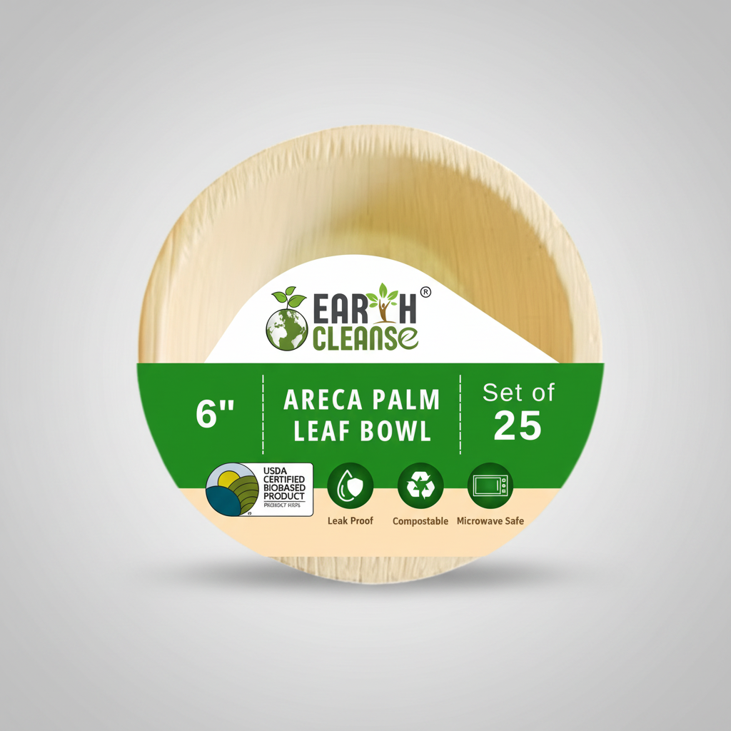 6 inchround Compostable Palm Leaf Bowls