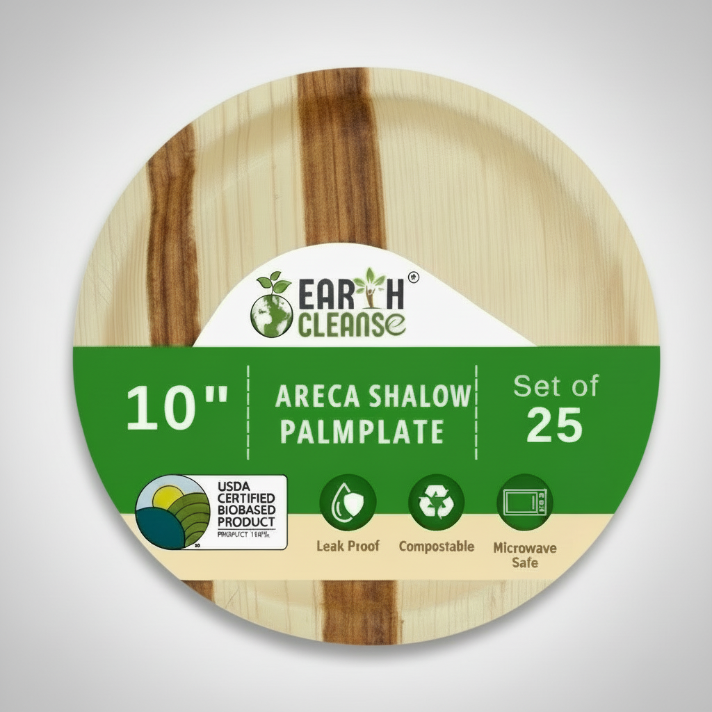 10 inchround Shallow Compostable Palm Leaf Plates