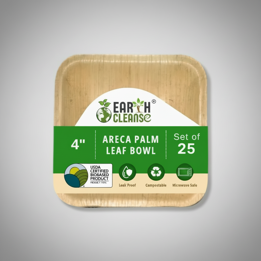 4 inchsquare Compostable Palm Leaf Bowls