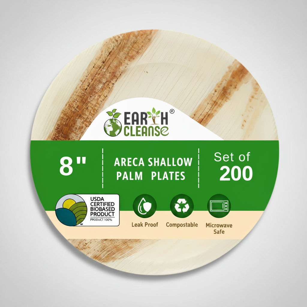 8 inchround Compostable Shallow Palm Leaf Plates