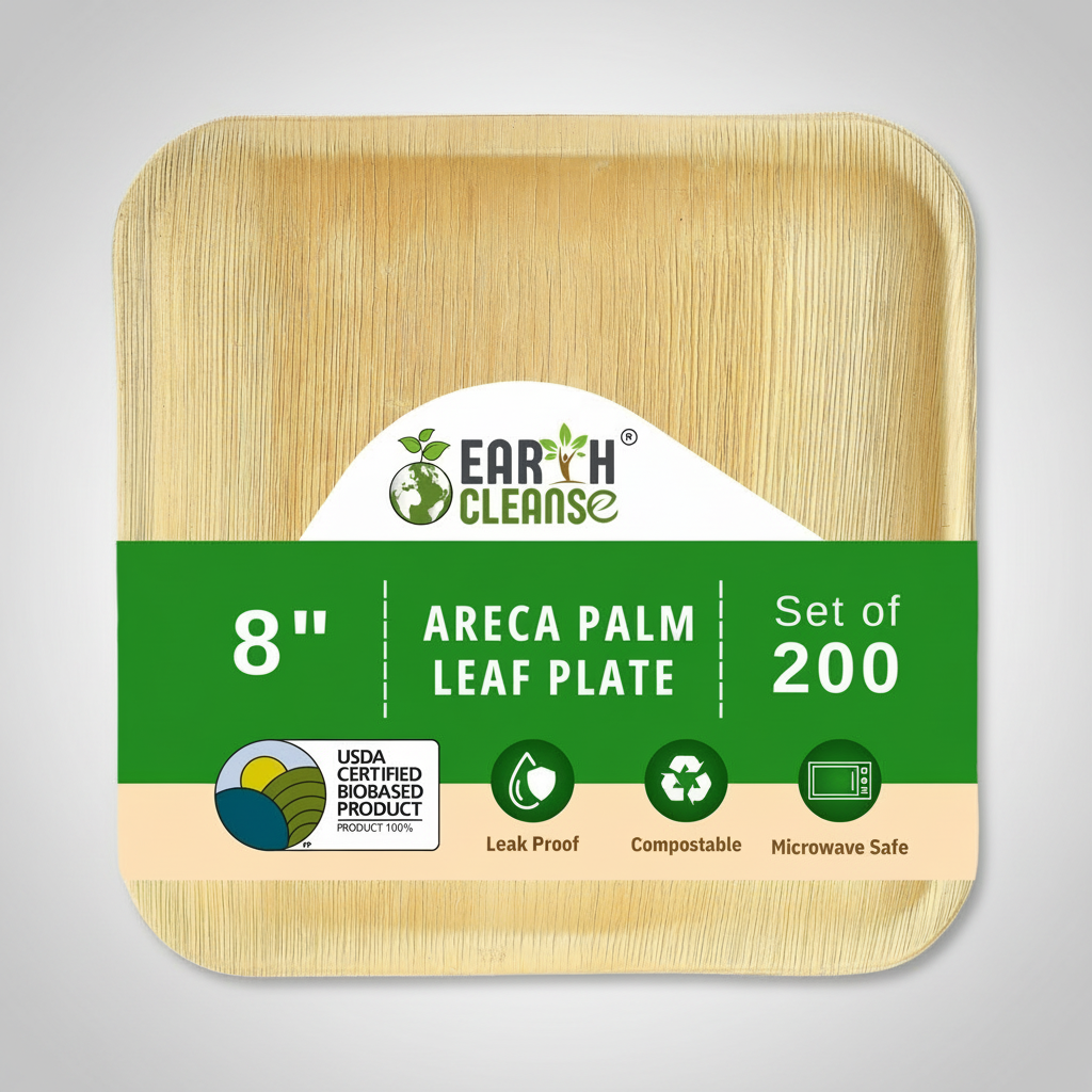 8 inchsquare Compostable Palm Leaf Plates