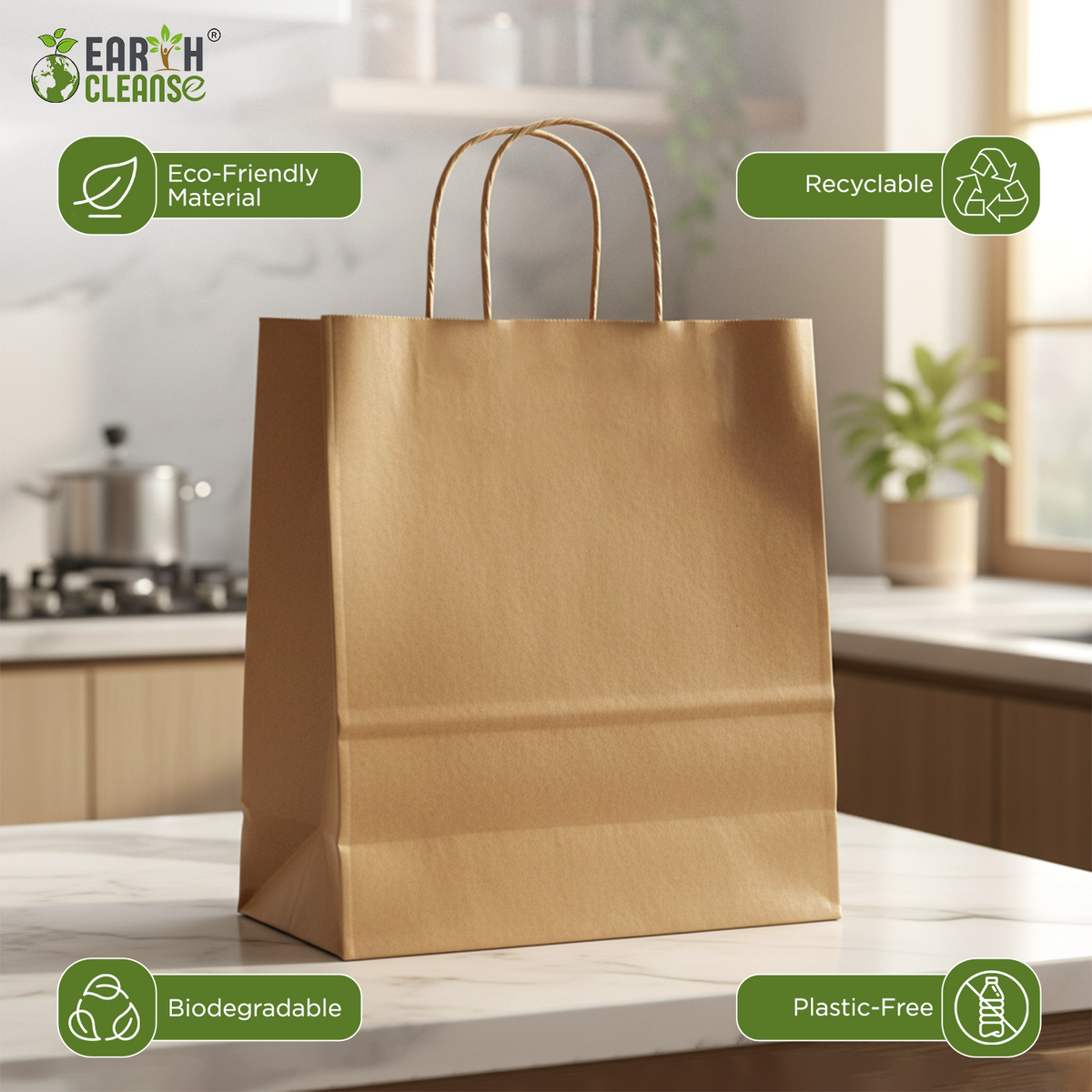 13*7*16.5 Inch Twisted Handle Kraft  Paper Shopping  Bags