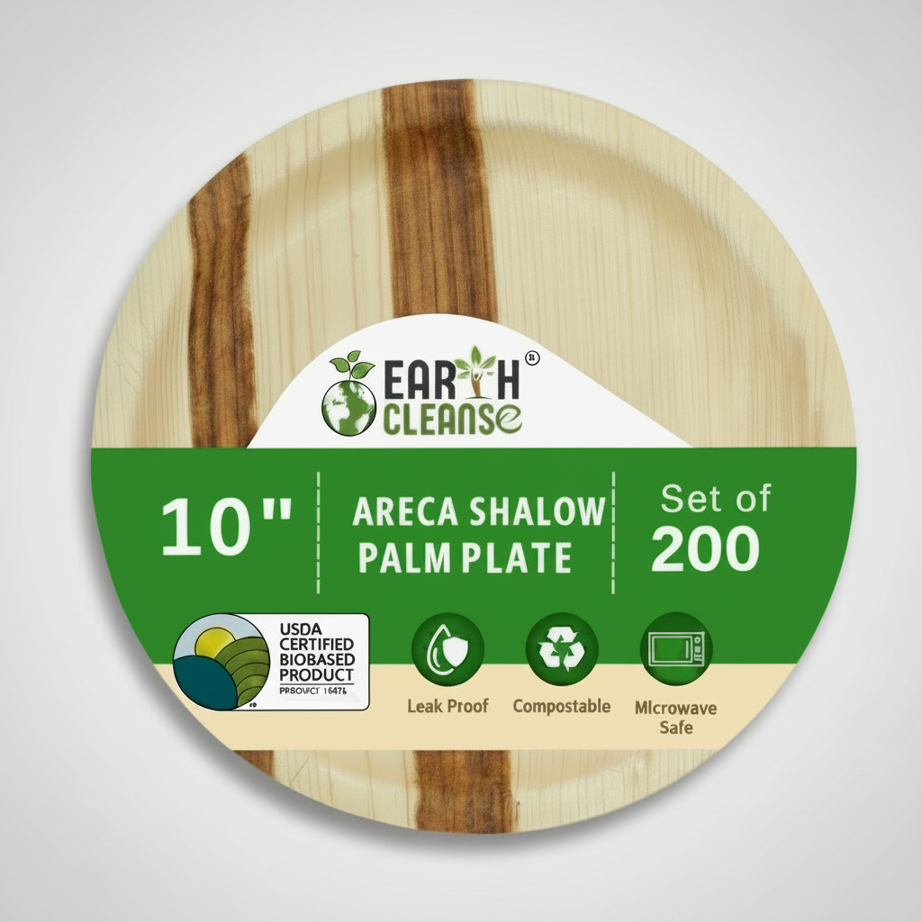 10 inchround Shallow Compostable Palm Leaf Plates