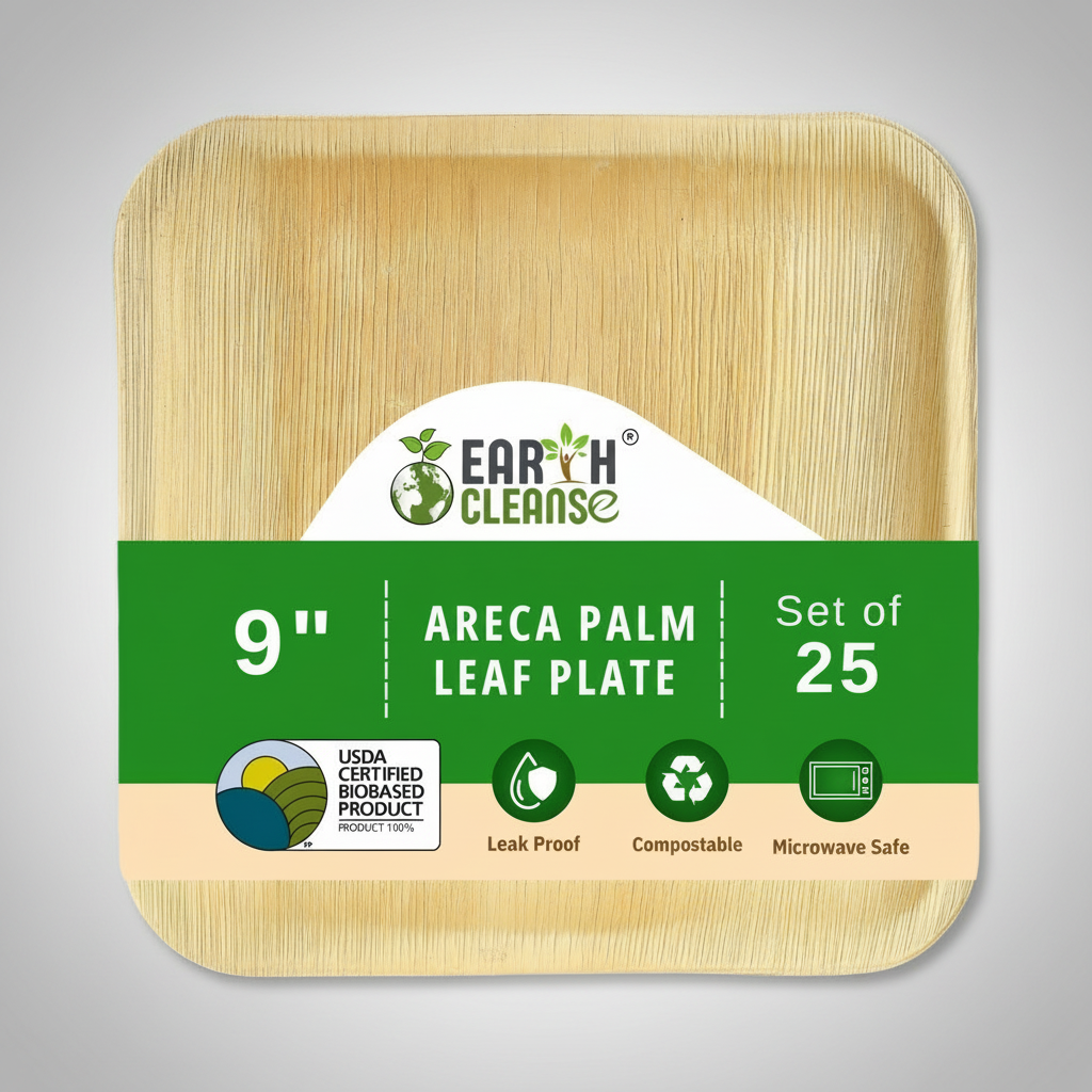 9 inchsquare Compostable Palm Leaf Plates