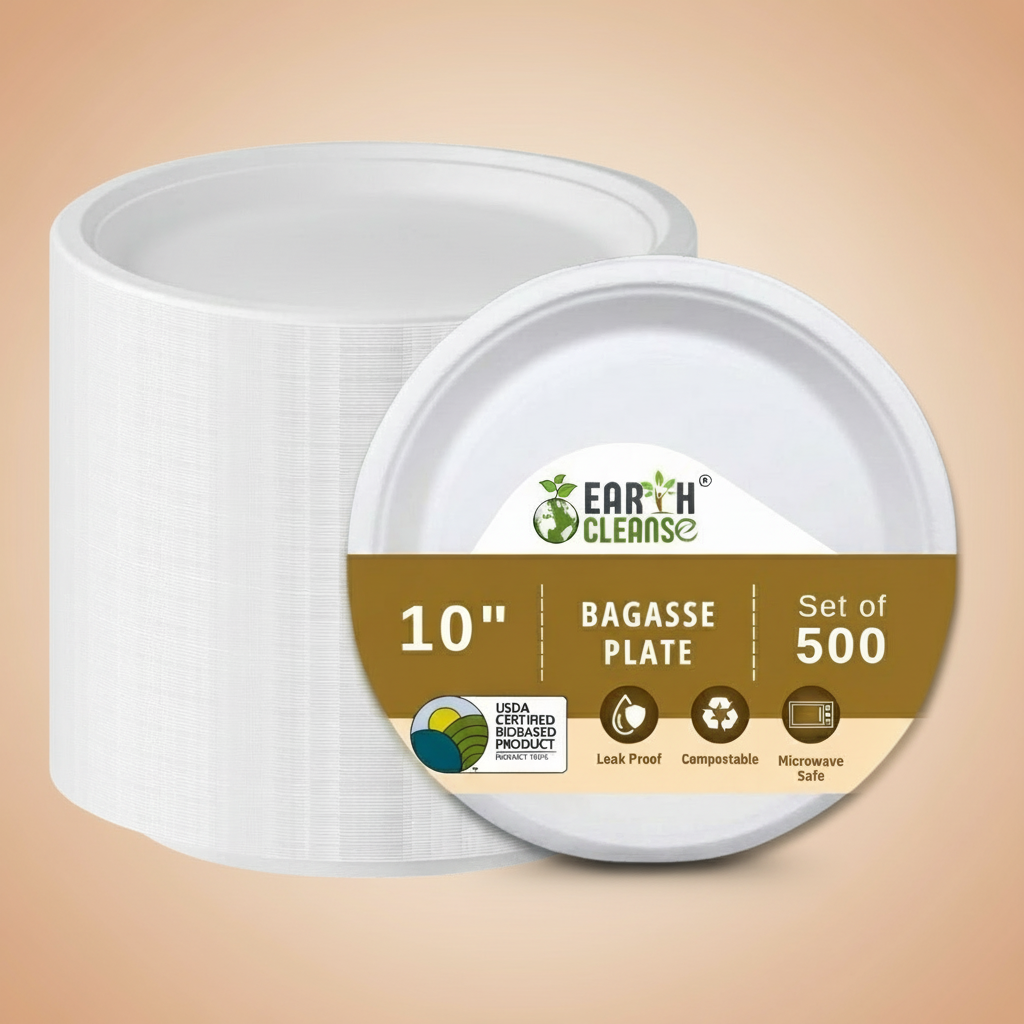 10 inch Compostable Sugar cane Bagasse Round Plates