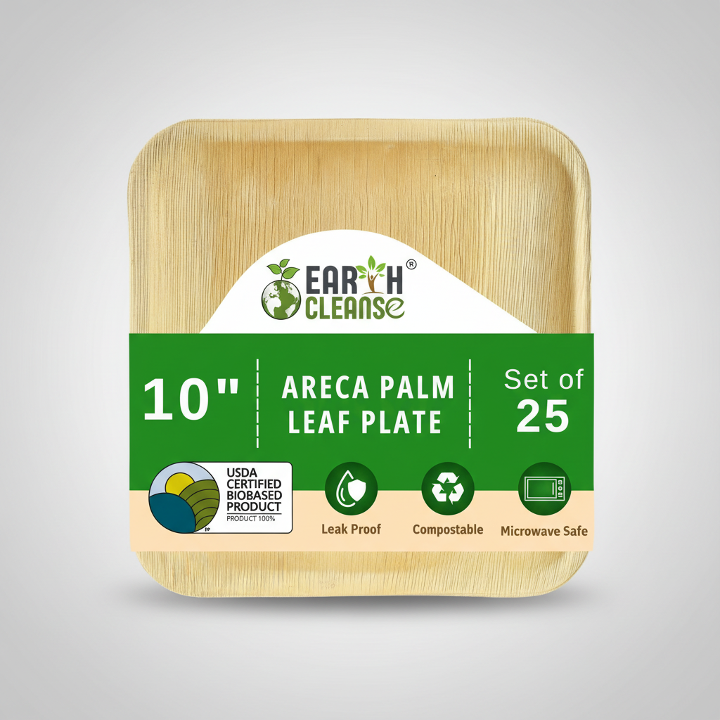 10 inchsquare Compostable Palm Leaf Plates
