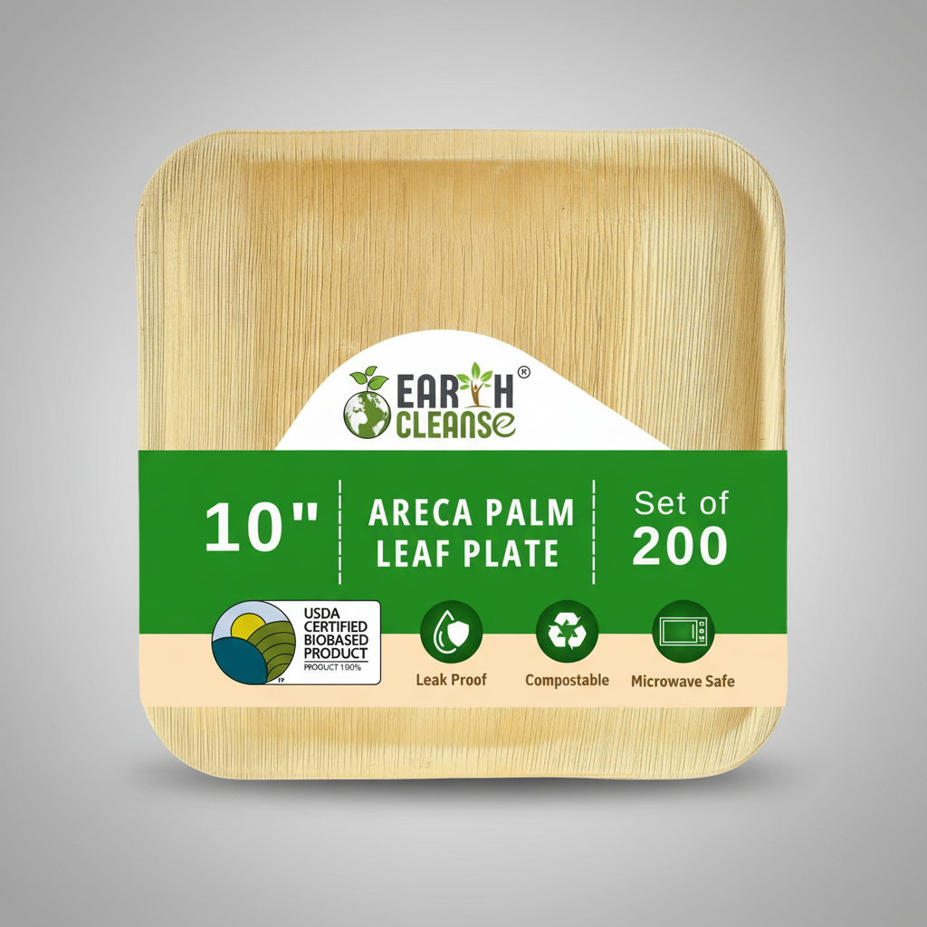 10 inchsquare Compostable Palm Leaf Plates