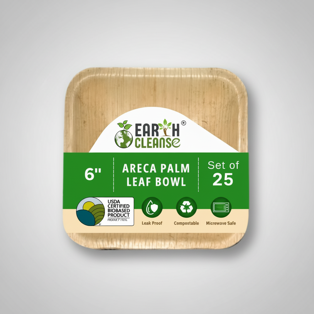 6 inch Square Compostable Biriyani Palm Leaf Extra Deep Bowls