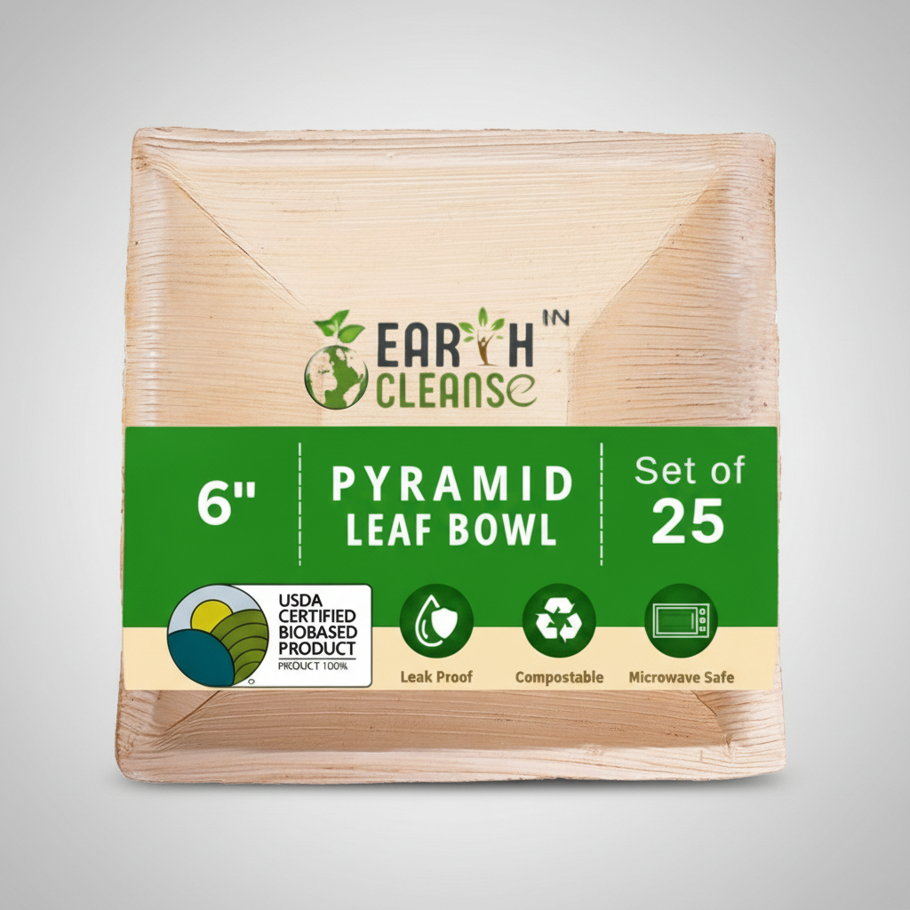 6 inchpyramid Compostable Palm Leaf Bowls