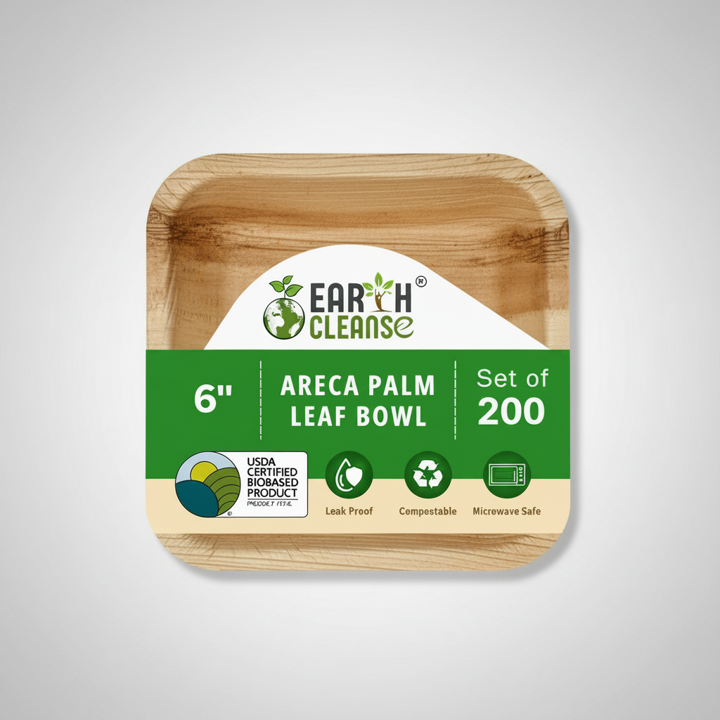 6 inch Square Compostable Biriyani Palm Leaf Extra Deep Bowls