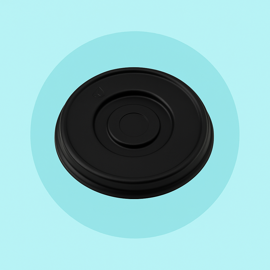 80 Mm Lockable Pet Lids (black) (sutable 8 & 10 Oz Cups )