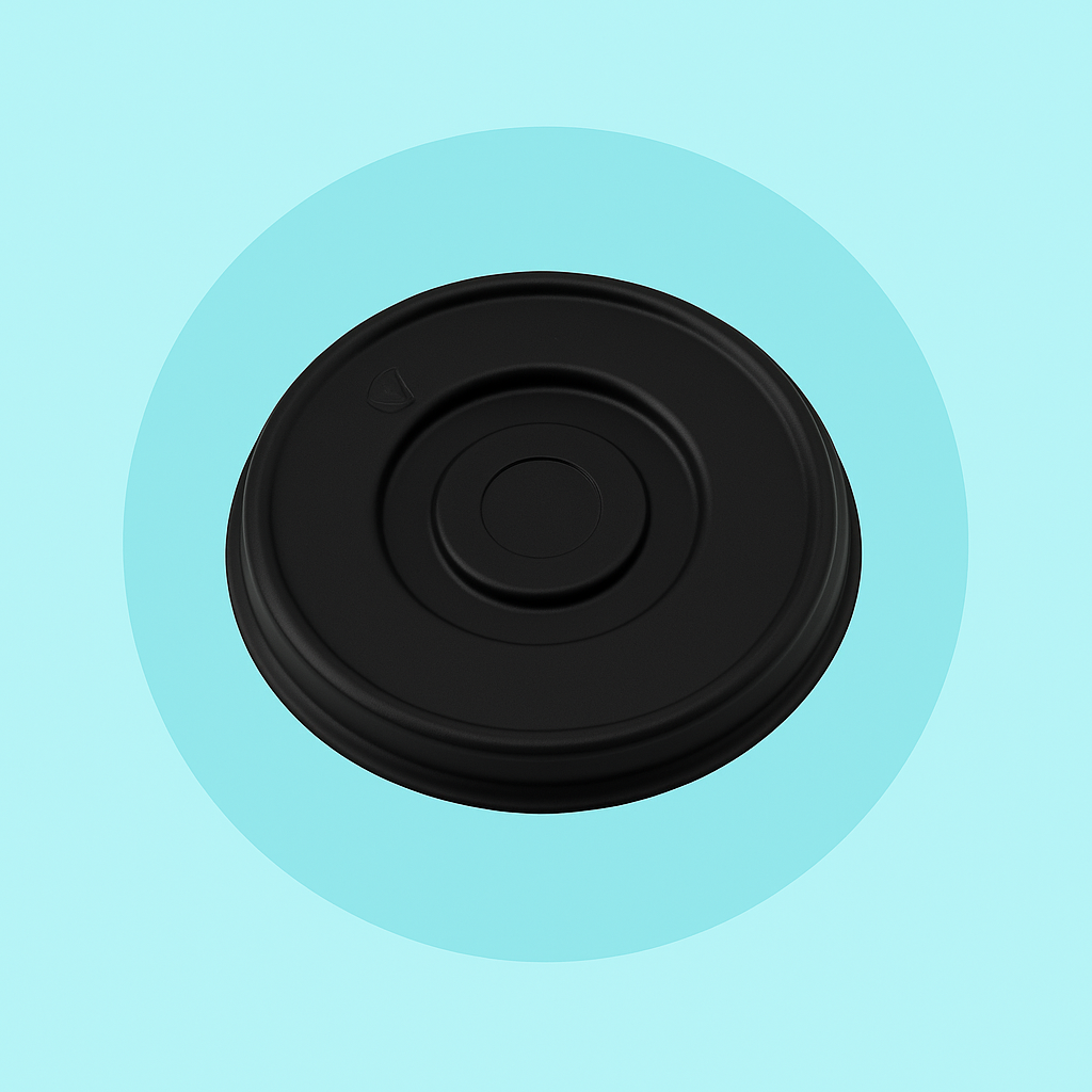 90 Mm Lockable Pet Lids (black) (sutable 12 & 16 Oz Cups )