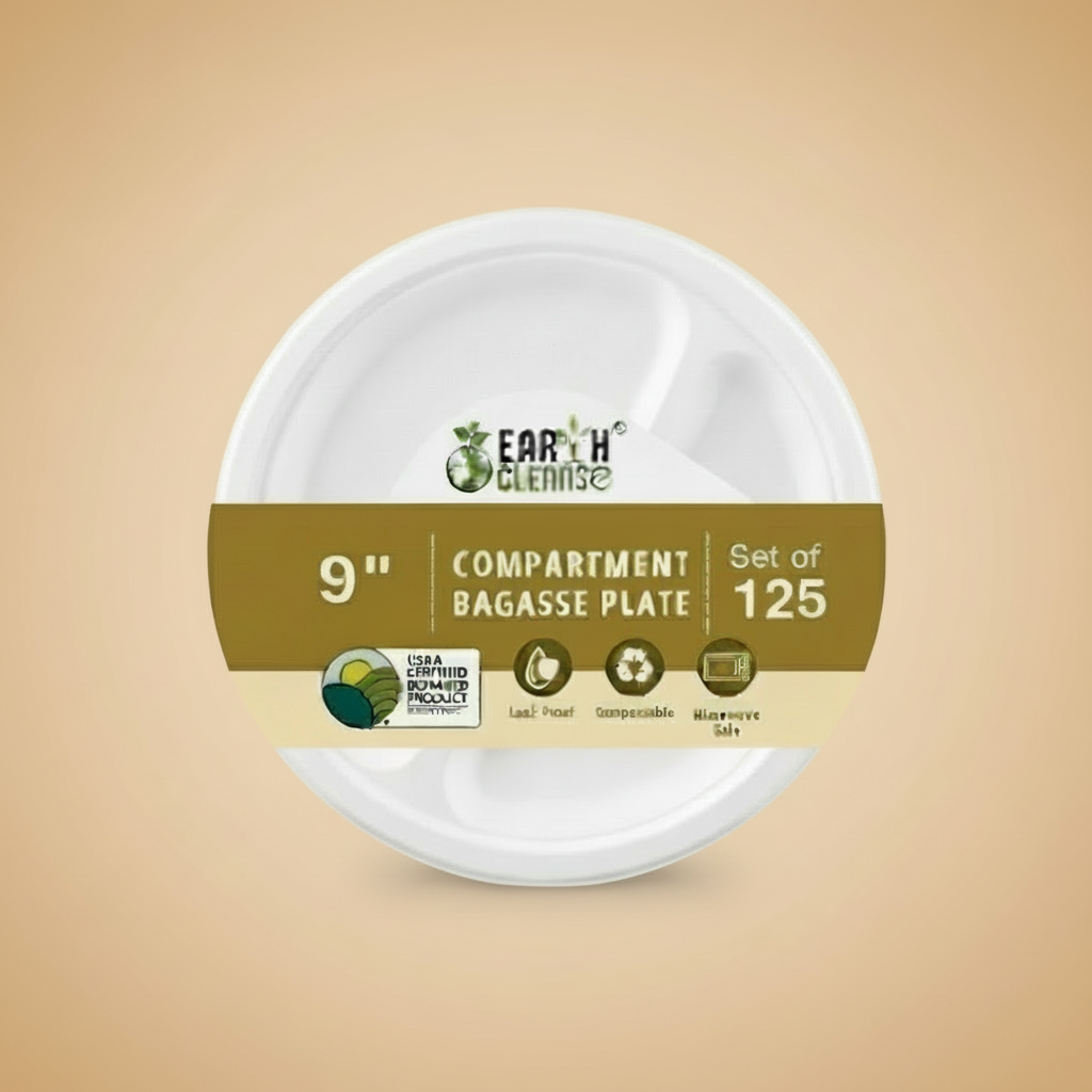 9 inch 3cp Compostable Sugar Cane Bagasse Round Plates