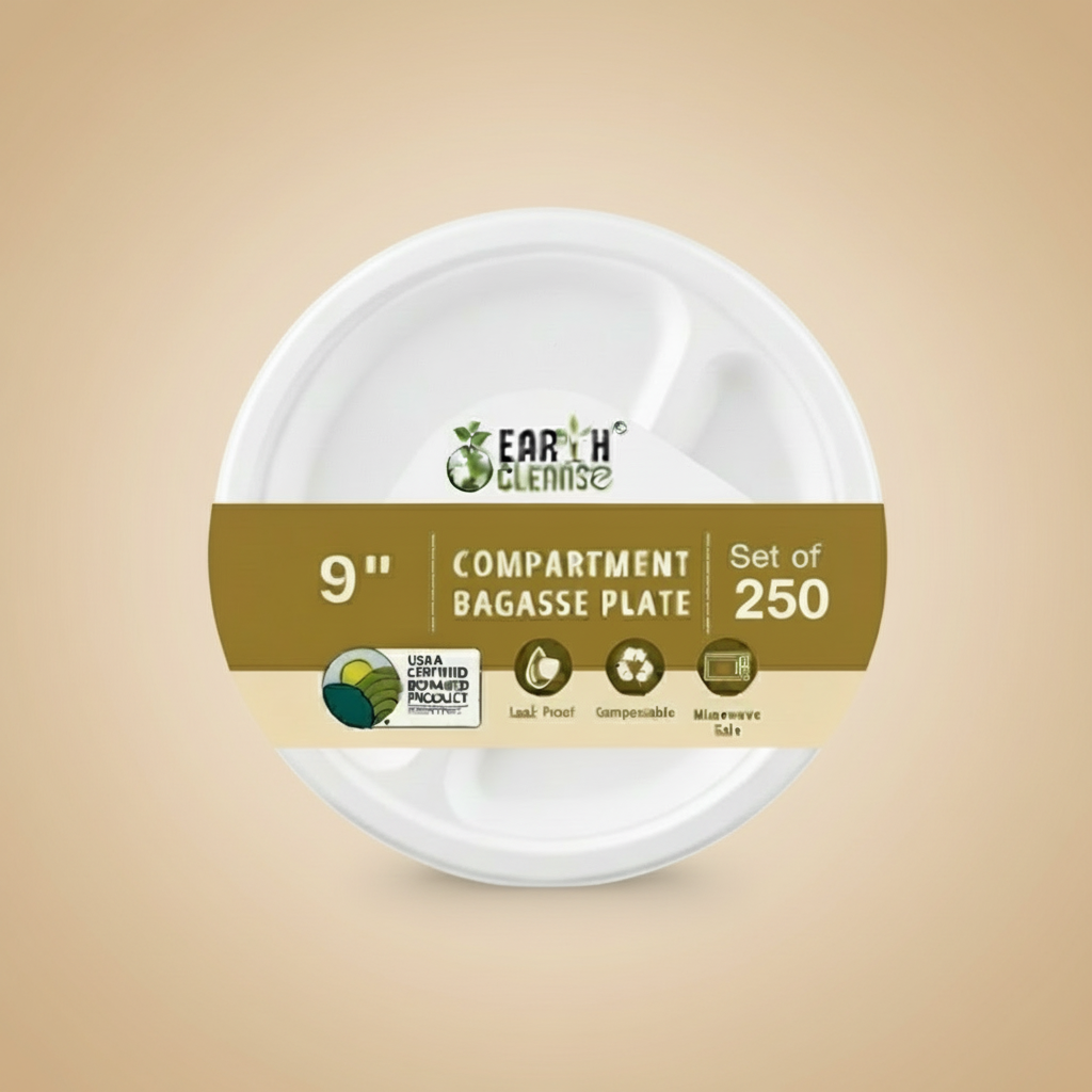 9 inch 3cp Compostable Sugar Cane Bagasse Round Plates