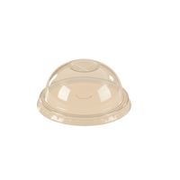 98 mm Clean Recyclable Virgin PET DOME LIDS with straw slot for 12/16/20/24 Oz COLD Cups