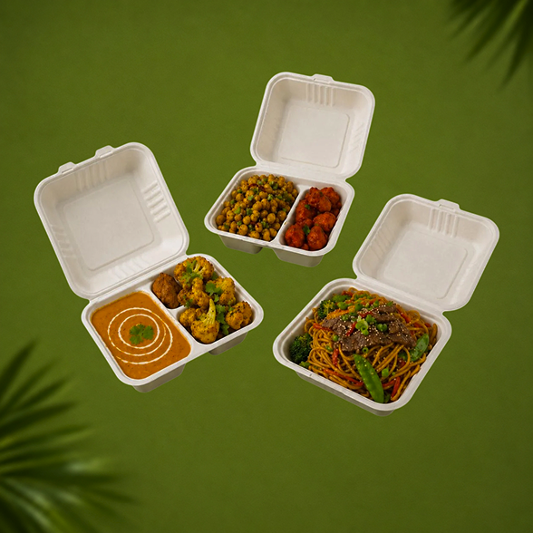 Bagasse Clamshell Containers