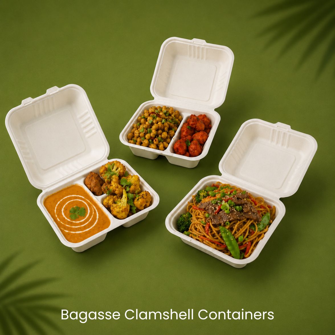 Bagasse Clamshell Containers