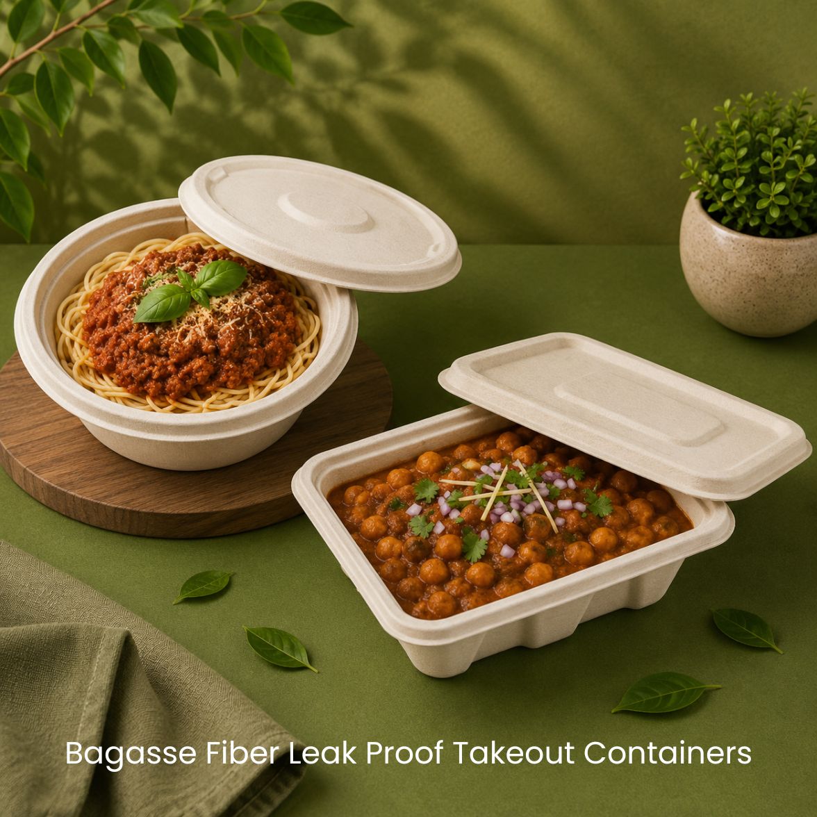 Bagasse Fiber Leak Proof Takeout Containers