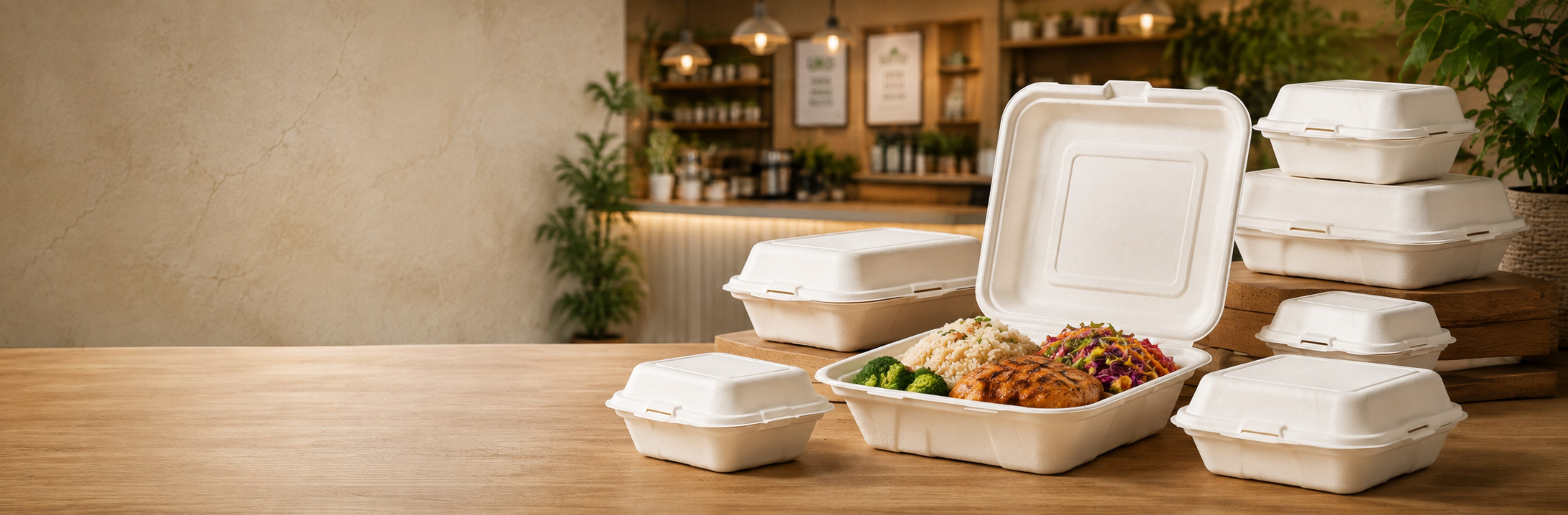 Bagasse Clamshell Containers
