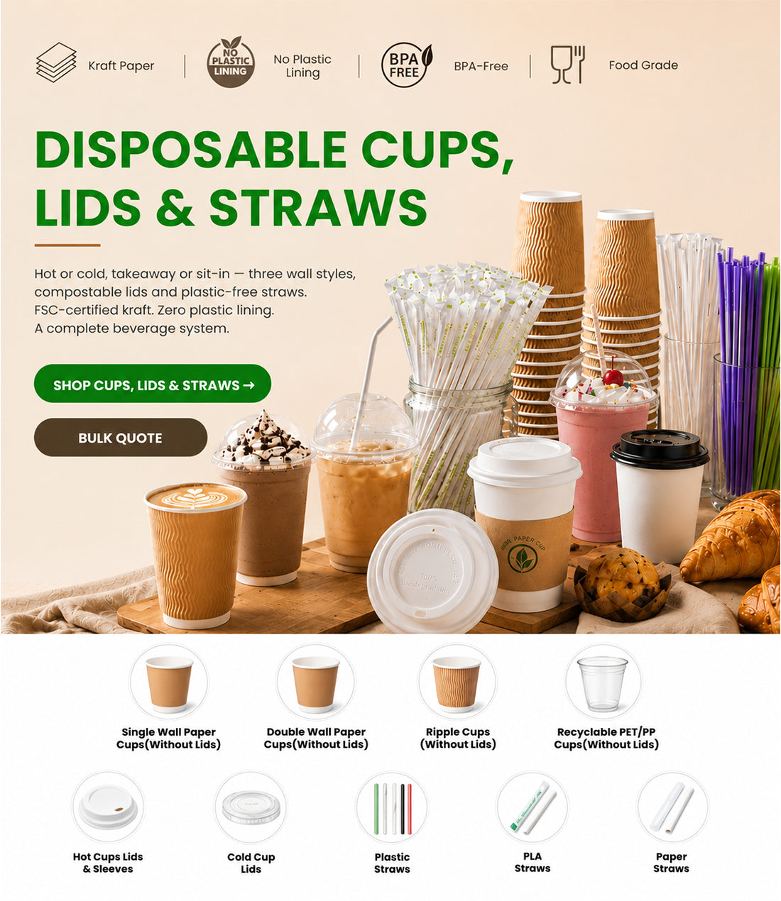 Cups, Lids & Straws