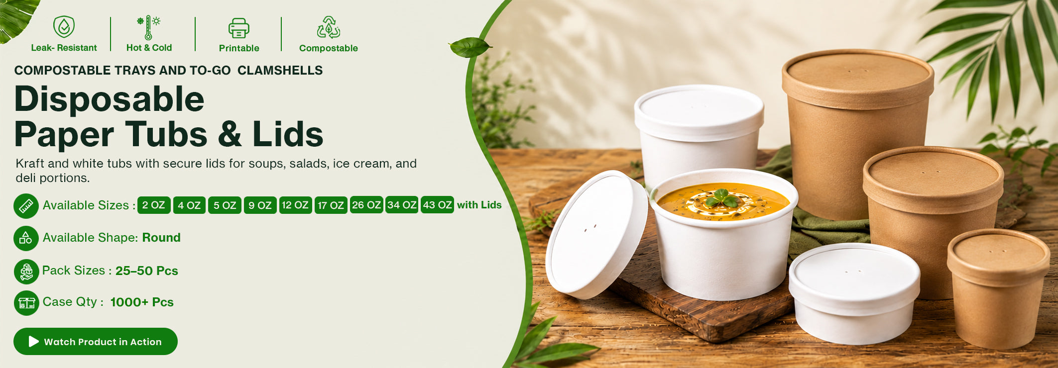 Disposable Paper Tubs and Lids