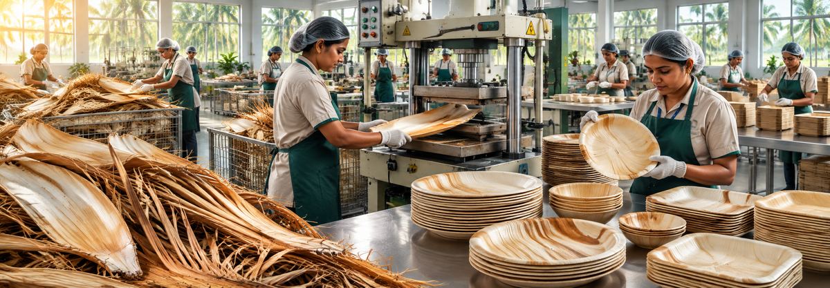 Employees preparing plates