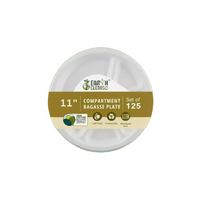 11" 4cp Compostable Sugar Cane Bagasse Round Plates