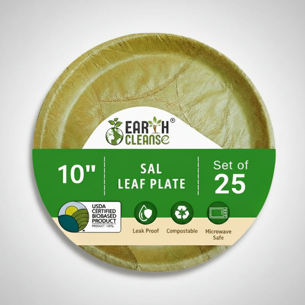 10 inch Compostable Round Sal Leaf Plates